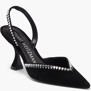 Stuart Weitzman new in box Black Embellished Slingback Heels 8.5